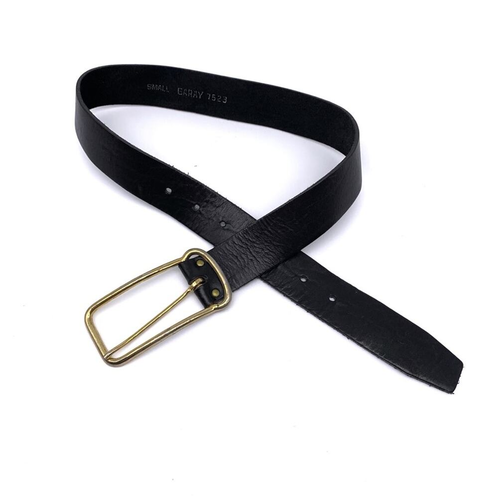 Black Leather Belt with Gold Buckle